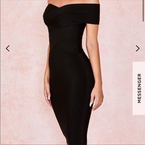 HOUSE OF CB BLACK -OFF SHOULDER -BANDAGE DRESS